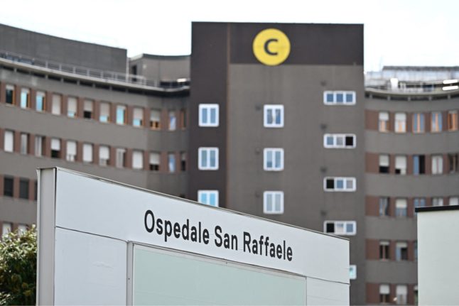 A photo shows the San Raffaele hospital in Milan