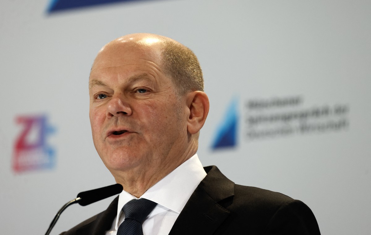 German Chancellor Olaf Scholz speaking