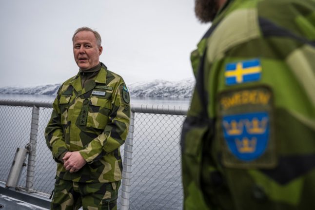 Swedish Air Force officer Lieutenant General Carl-Johan Edstrom, currently serving as the Chief of Joint Operations for the Swedish Armed Forces, is pictured during the Nordic Response 24 military exercise