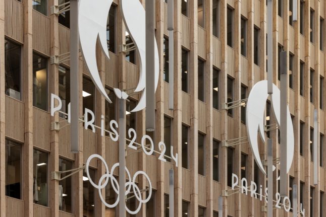 A photograph taken in Saint-Denis, north of Paris on March 28, 2024, shows a view of the headquarters of the Paris 2024 Olympics and Paralympics Organizing Committee (Cojo).