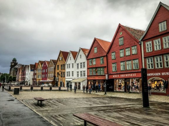 Pictured is the harbour area in Bergen.
