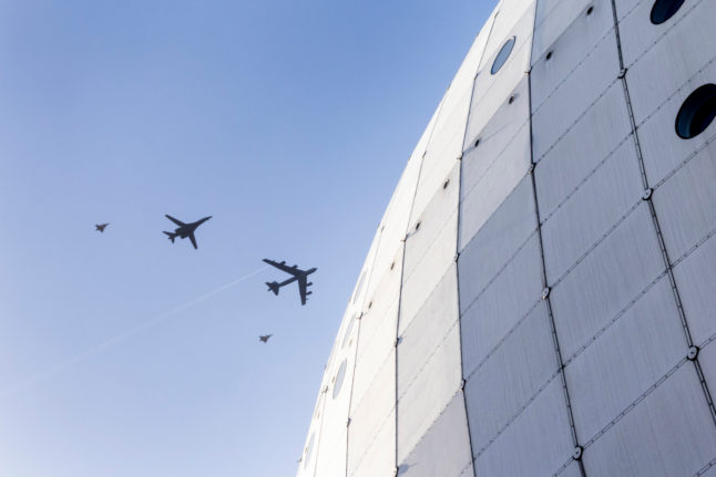 Why did American bombers fly over Stockholm on Wednesday?