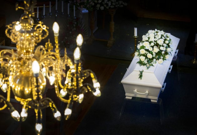 a white coffin