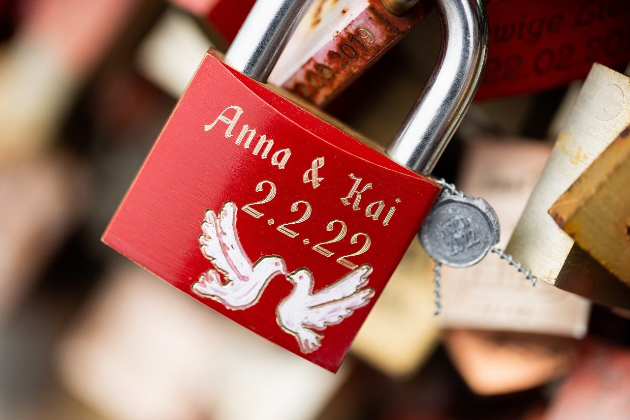 Padlock celebrating marriage in Germany