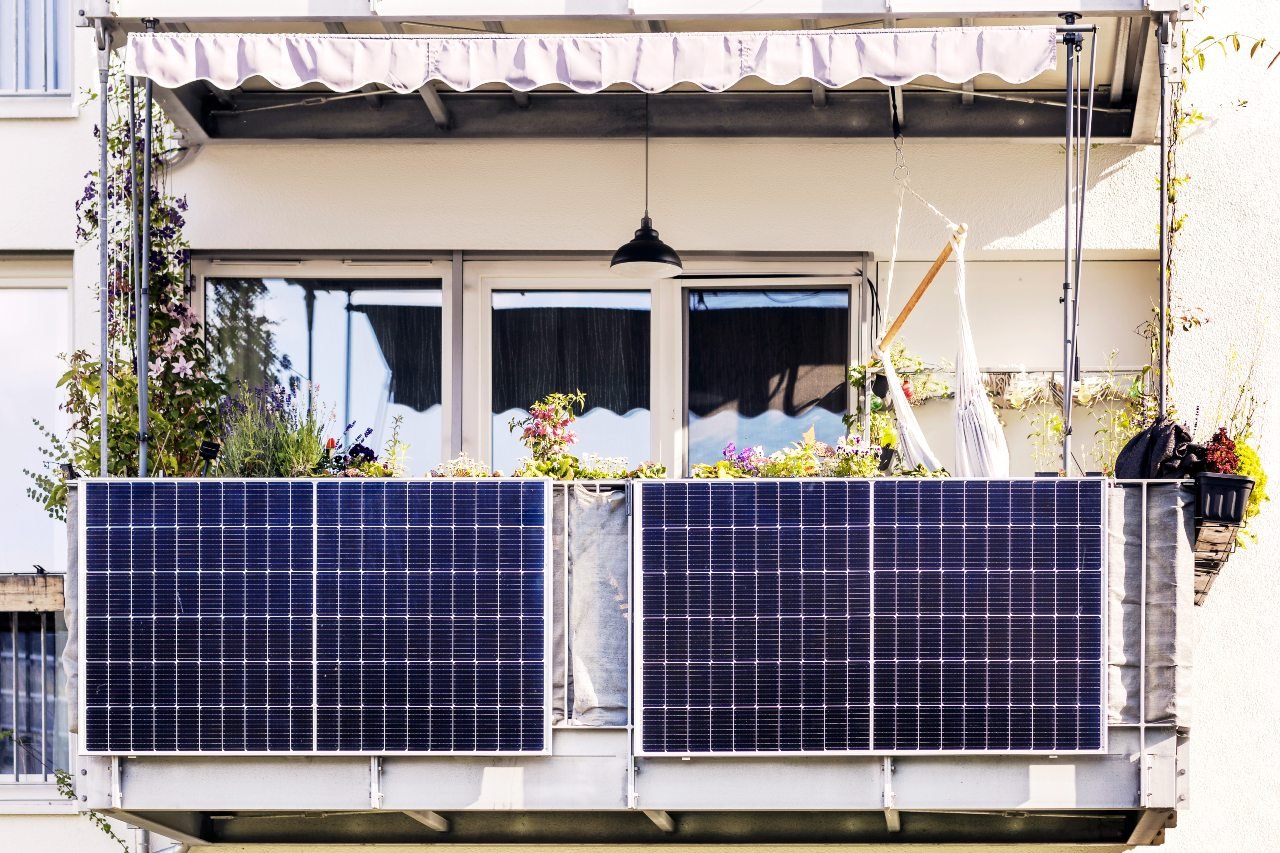 Solar panels on a German balcony
