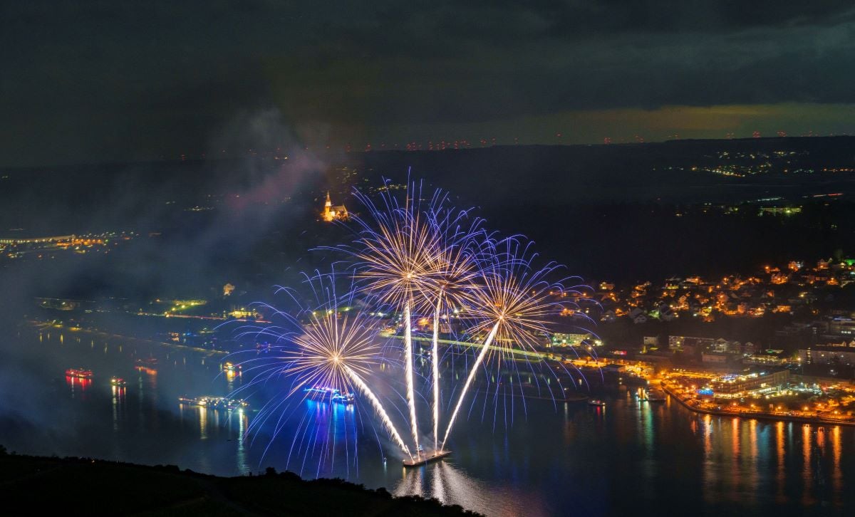 fireworks over the Rhine