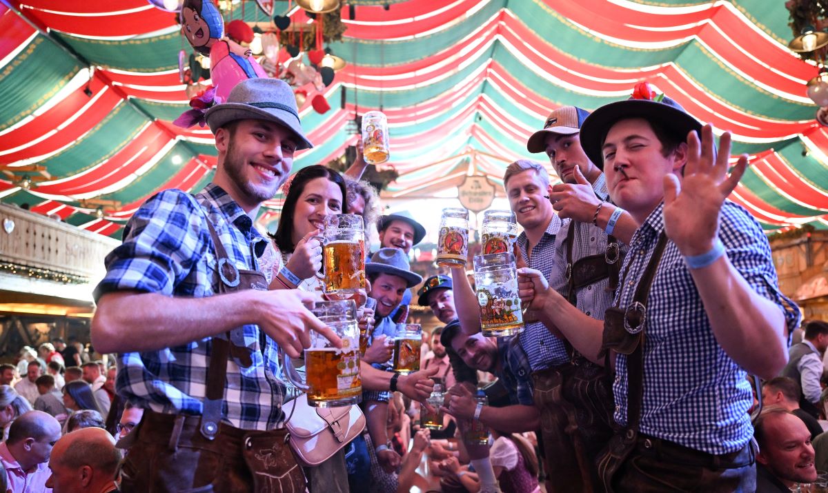 beer drinkers at a festival