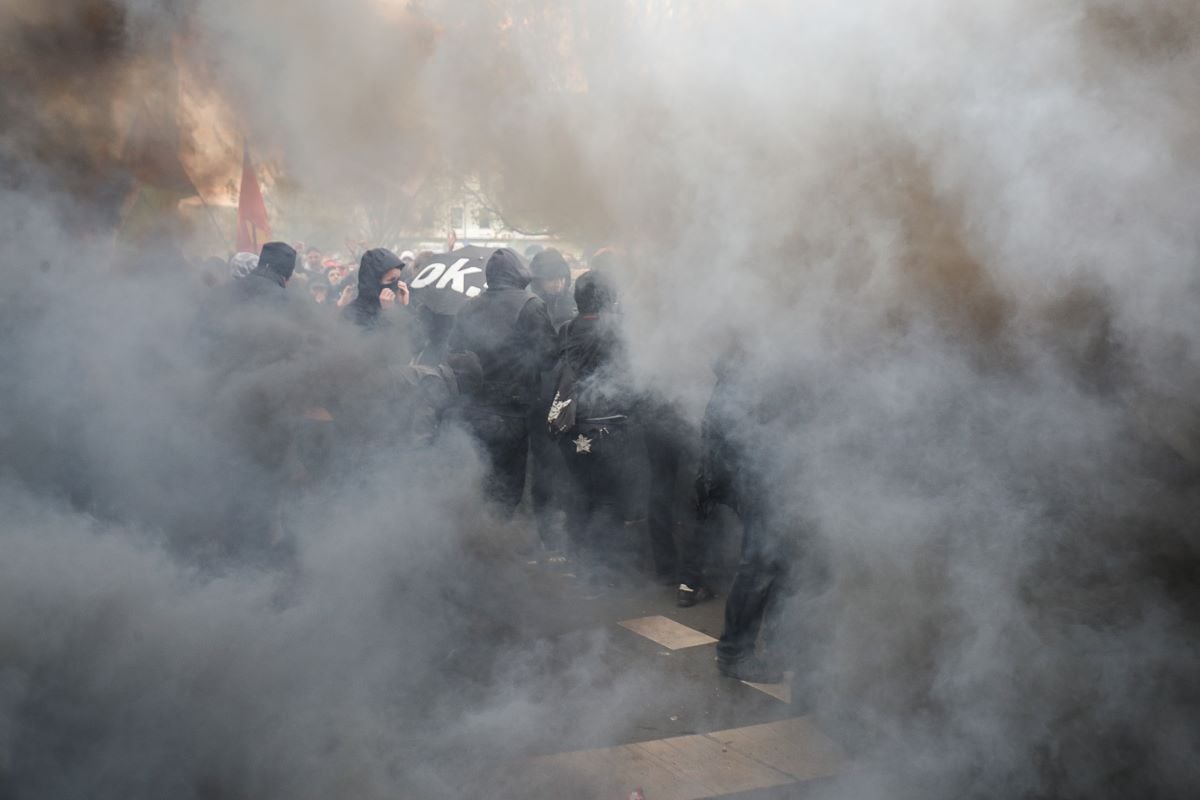 smoke and protest