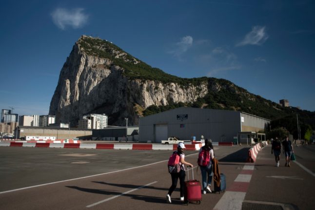 This file photo from May 3, 2023 shows the Rock of Gibraltar, in the British territory of Gibraltar.