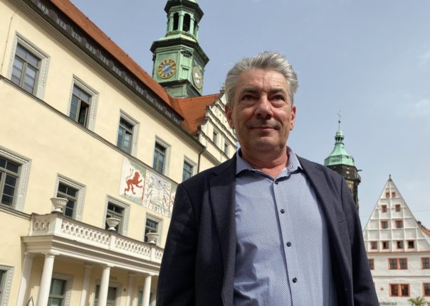Right-wing Alternative for Germany (AfD) mayor of Pirna, Tim Lochner poses for a picture in Pirna, eastern Germany