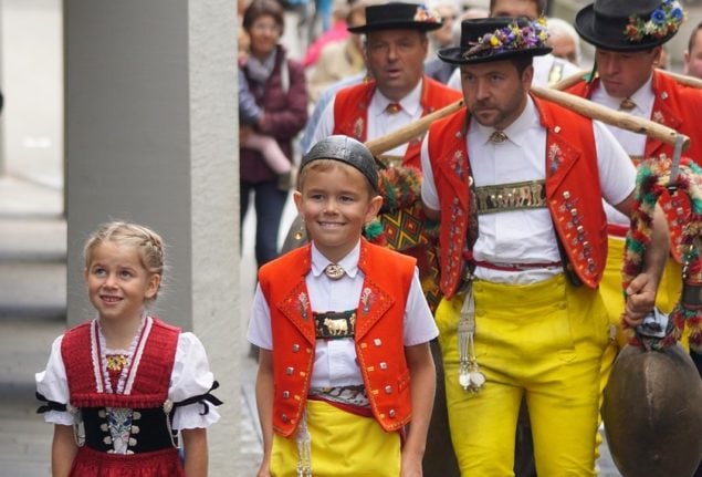 Traditional yodelling groups at a festival in Appenzell.