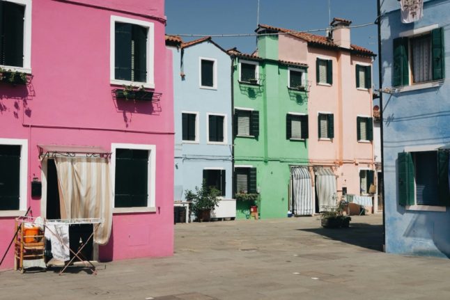 Houses in Burano, Venice.