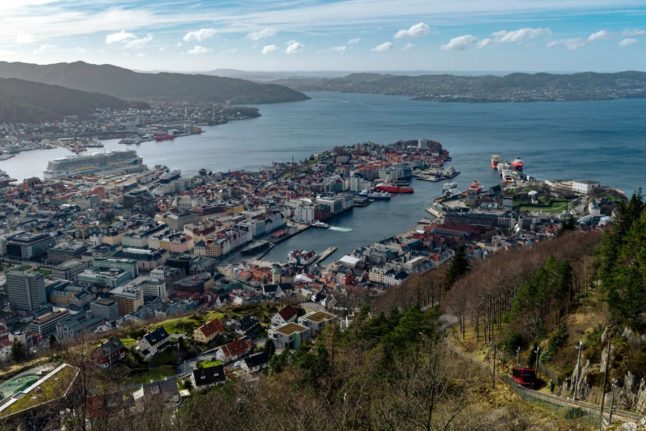 Pictured is a view of the city of Bergen.