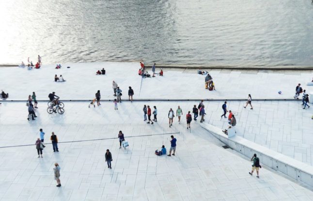 Pictured is a crowd of people in Norway.