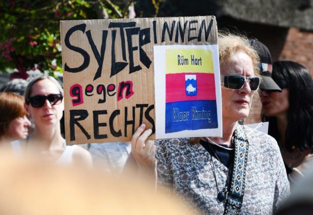Sylt protestors against the far right