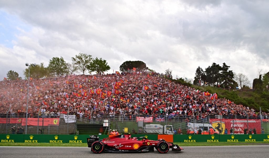 Ferrari driver Carlos Sainz pictured during the sprint race ahead of the Emilia Romagna Grand Prix