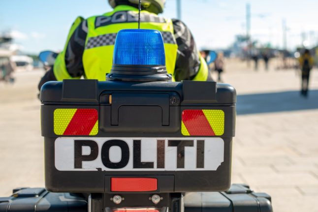 Pictured is a Norwegian police motorbike.
