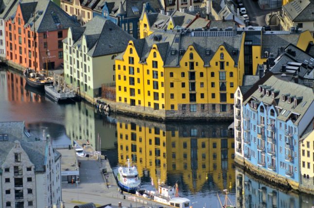 Pictured is a view of Ålesund from above.