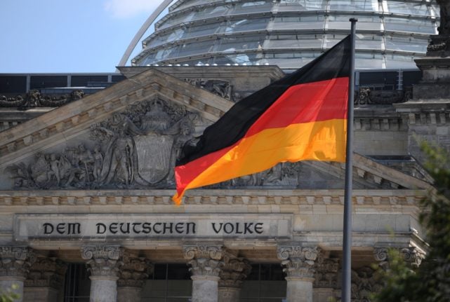 German flag outside Bundestag