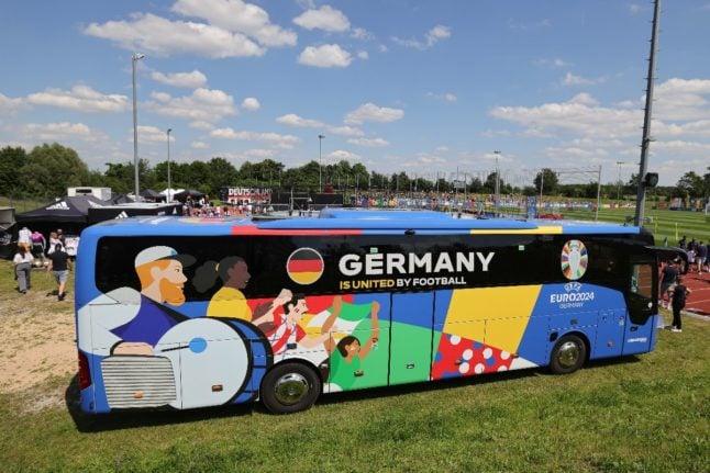 The official team bus of the German team for Euro 2024.