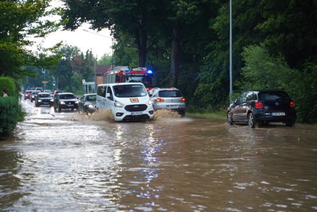 Flooding in Detmold, Germany.