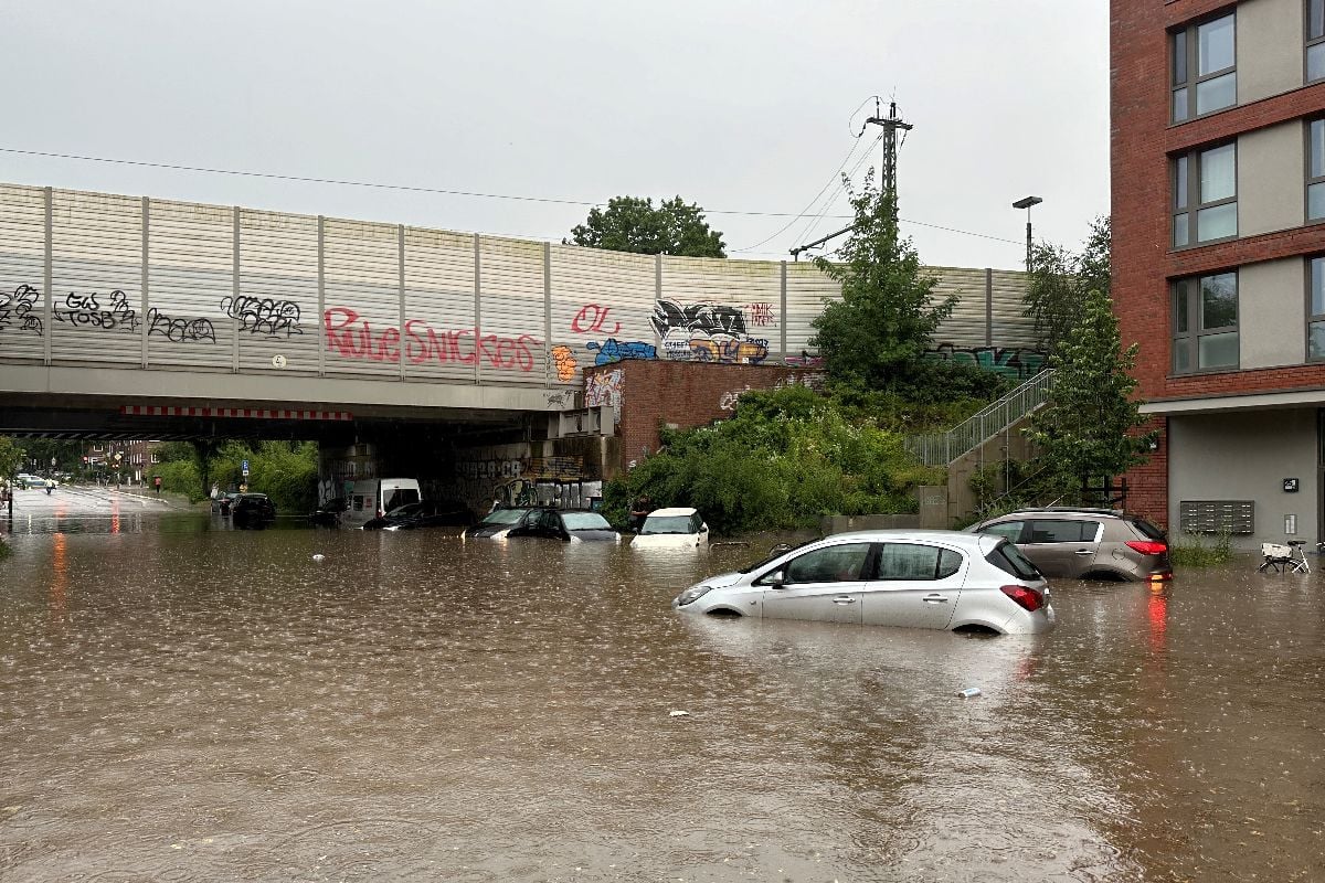 Flooding in Hamburg on Thursday.