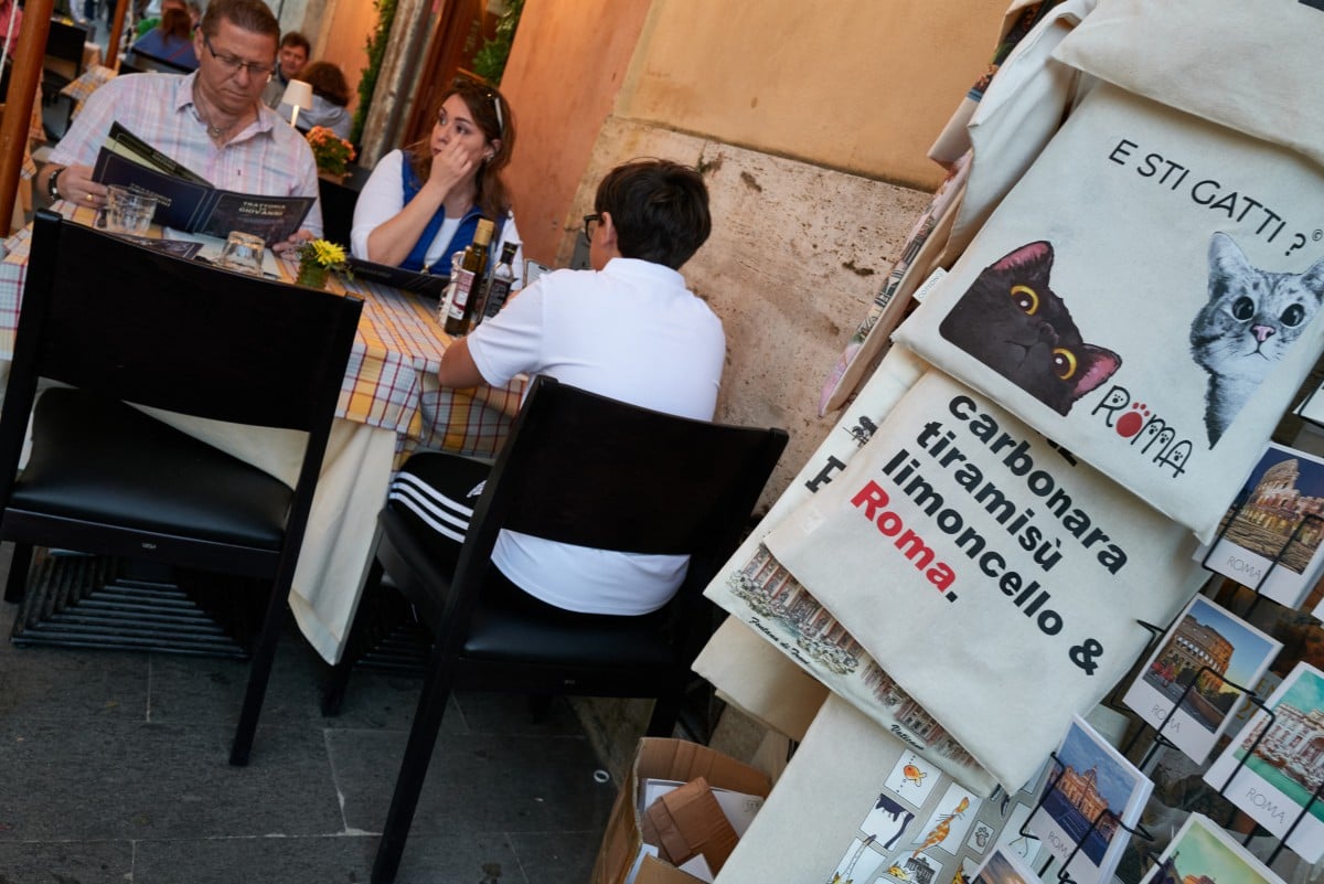Restaurant customers in central Rome