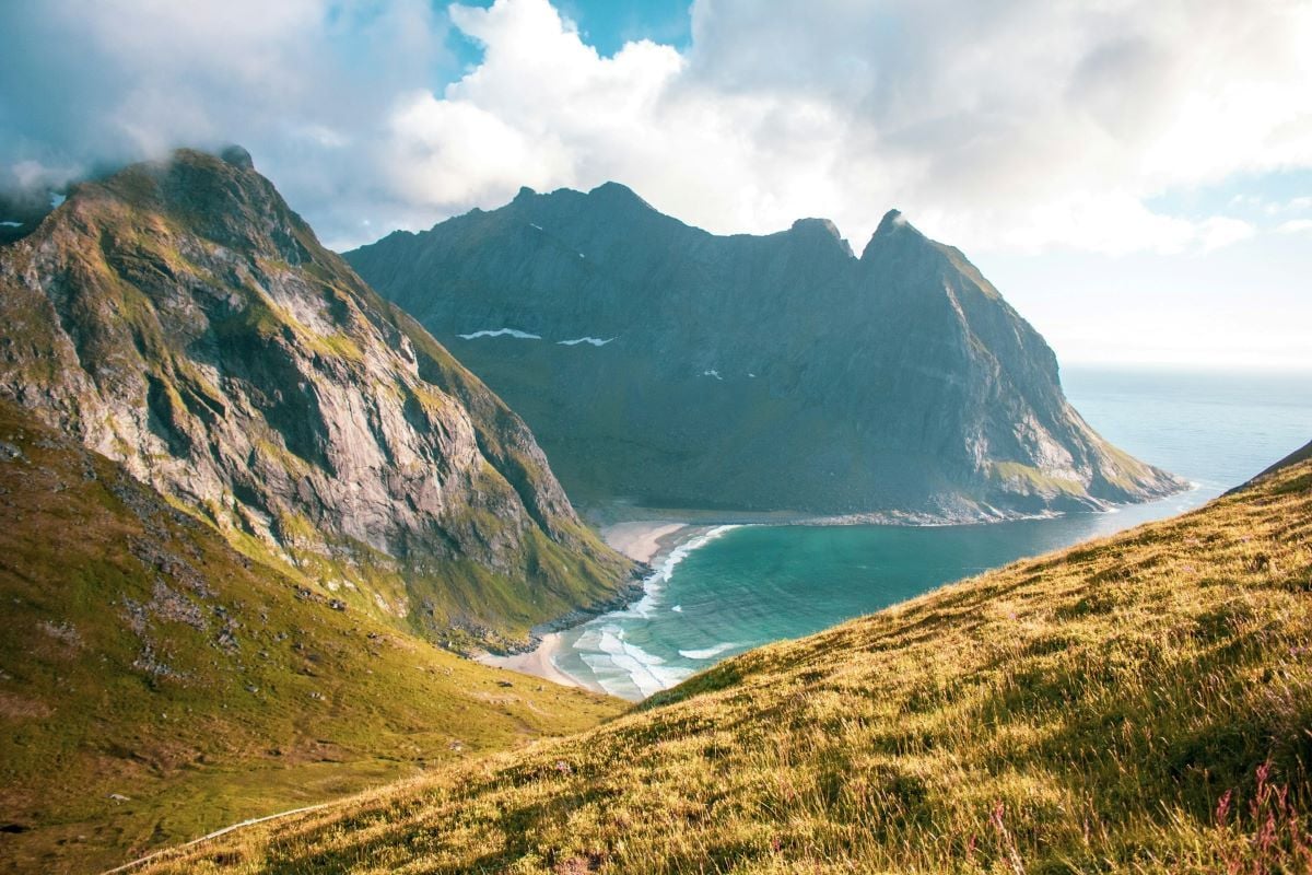 Pictured is a view of the scenery in Lofoten. 