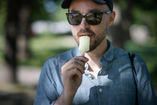 a man eating ice cream