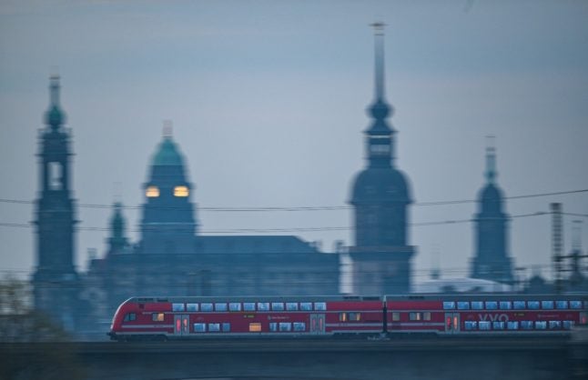 An S-Bahn train passes through Dresden