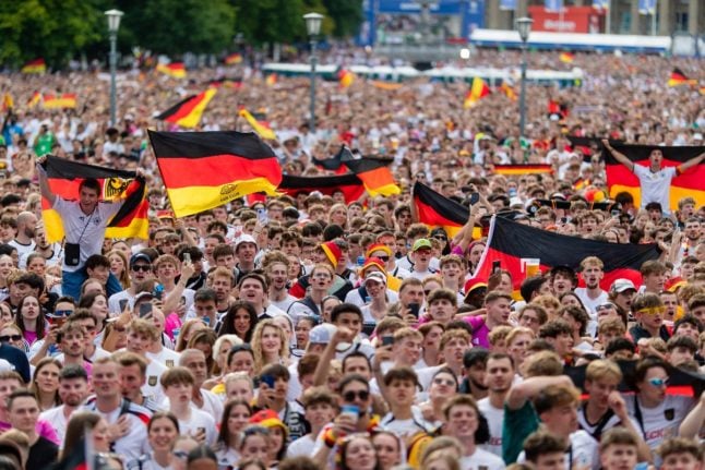 Germany fans attend a public viewing in Stuttgart during Euro 2024.