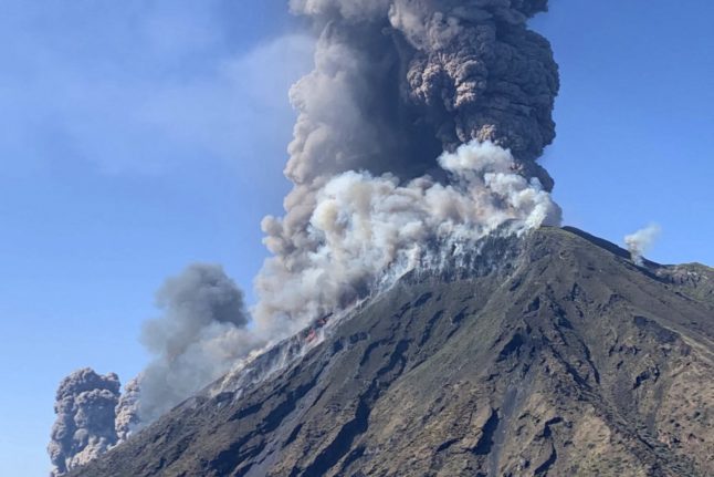 File photo from the twitter account of @mariocalabresi shows the eruption of Sicily's Stromboli volcano in July 2019