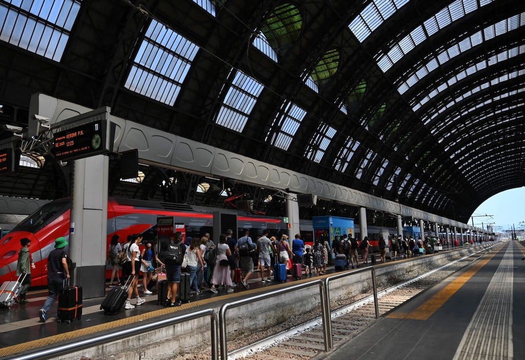 A Freccia Rossa high-speed train pictured at Milan's central railway station