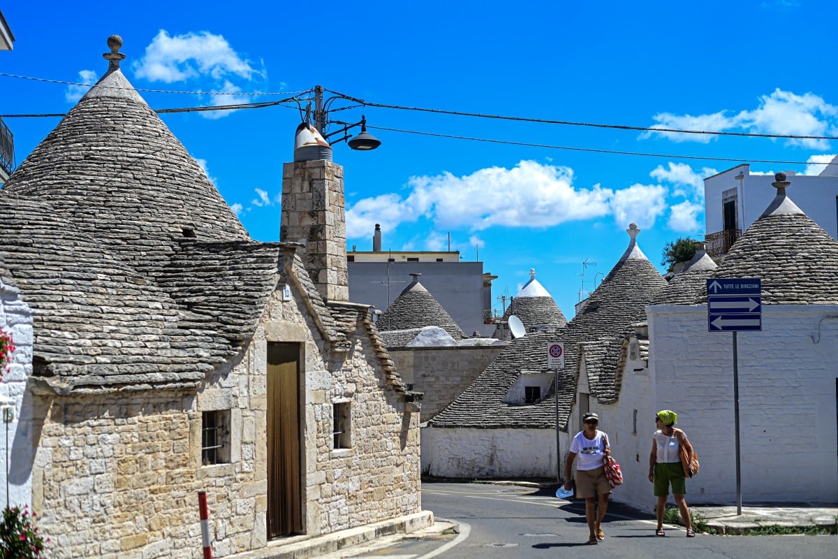 A view of Alberobello, a village famous for its traditional 'trulli' houses in Puglia