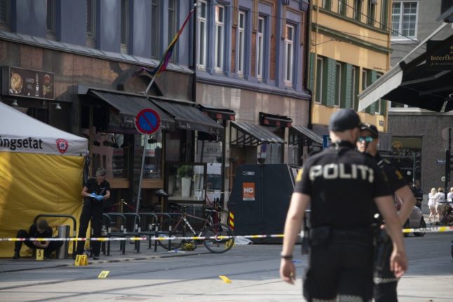 Pictured is a scene after the Pride shooting in Oslo.