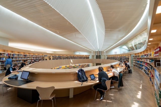 students in a library