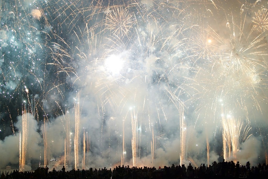 A view of the firework display marking Venice’s traditional Feast of the Redeemer. 