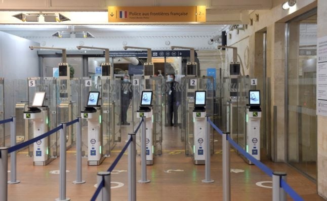 This file photo taken at Gare du Nord in Paris shows the security and passport control gates on the French Border Control side.