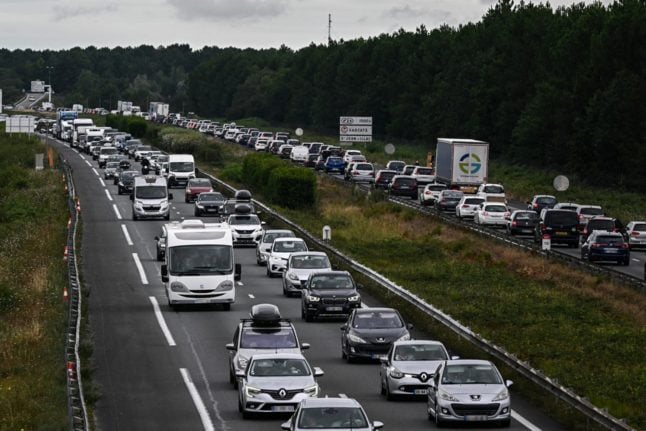 Traffic backed up on a motorway near Bordeaux