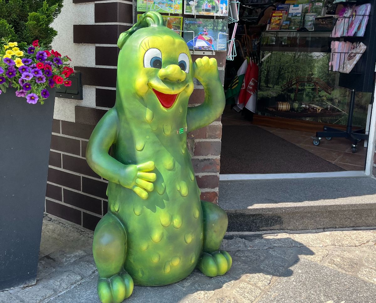 A pickle statue outside a tourist shop in Lübbenau, Spreewald. 