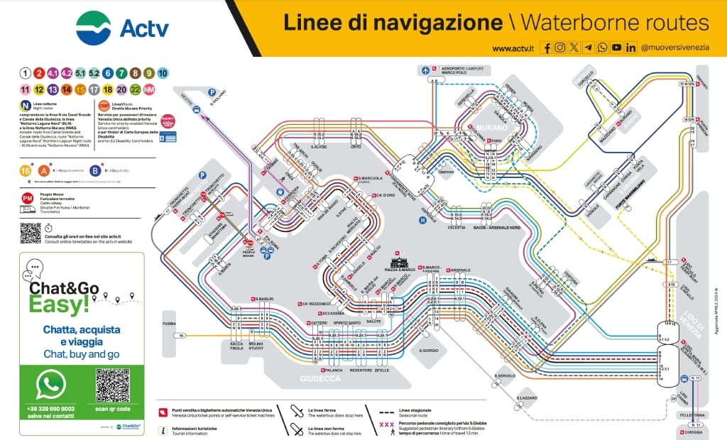 A map of Venice’s ACTV public transport network.