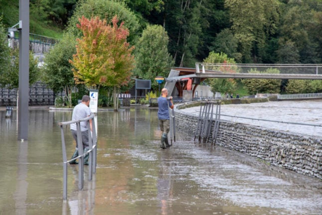 Clean-up operations at Lourdes grotto after flooding