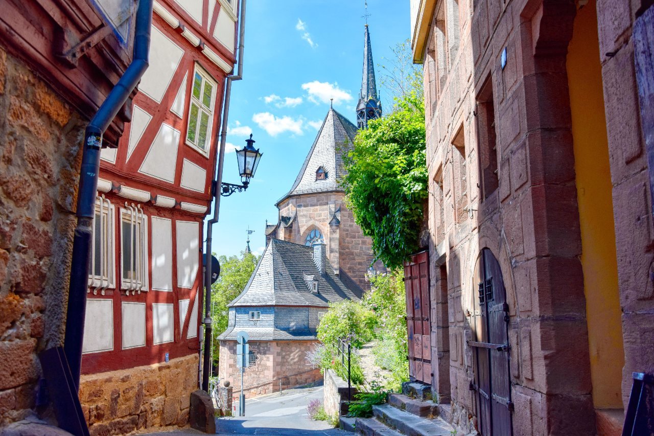 Medieval streets in Marburg's historic Altstadt