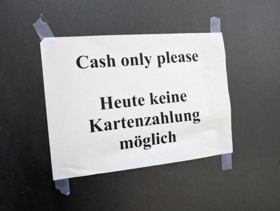 A sign in Berlin on Thursday saying that card payments are not possible.