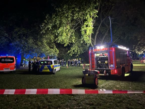 Emergency services at the scene of the boat collapse in Berlin.