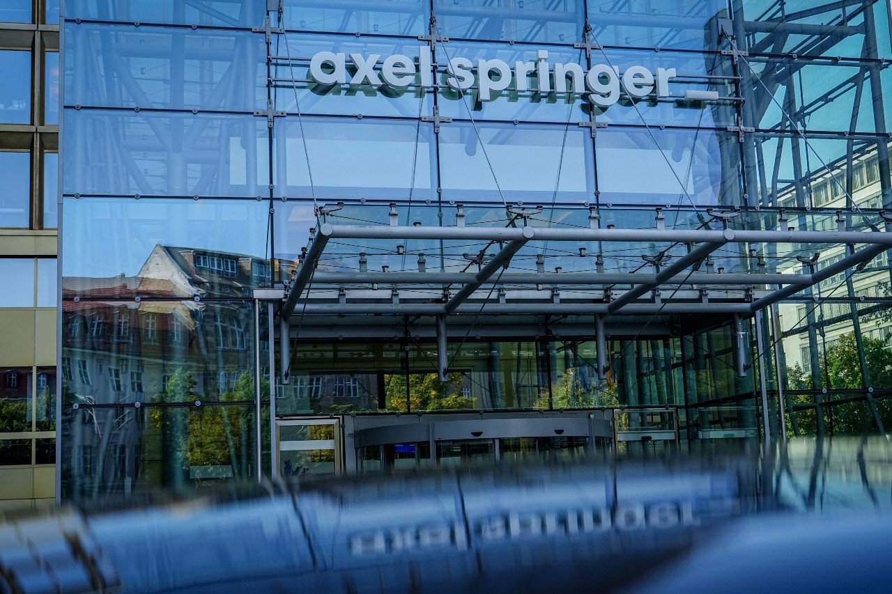 The entrance of the Axel Springer building in Berlin.