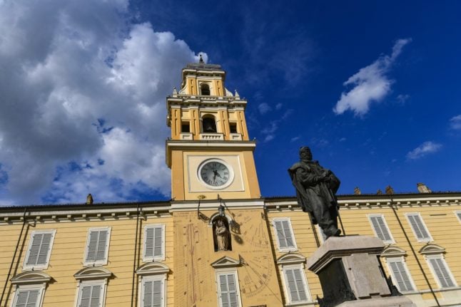 A statue of army general Giuseppe Garibaldi in central Parma