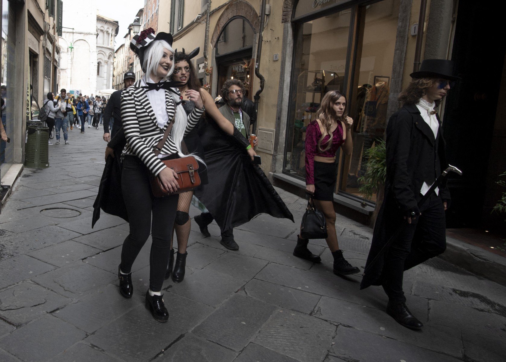 Cosplayers attend the Lucca Comics and Games festival in October 2019