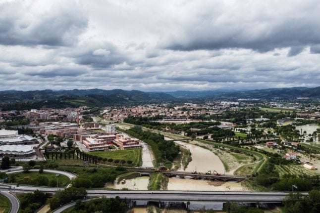 File photo showing the town of Cesena after heavy rains caused flooding across Italy's northern Emilia Romagna region in 2023