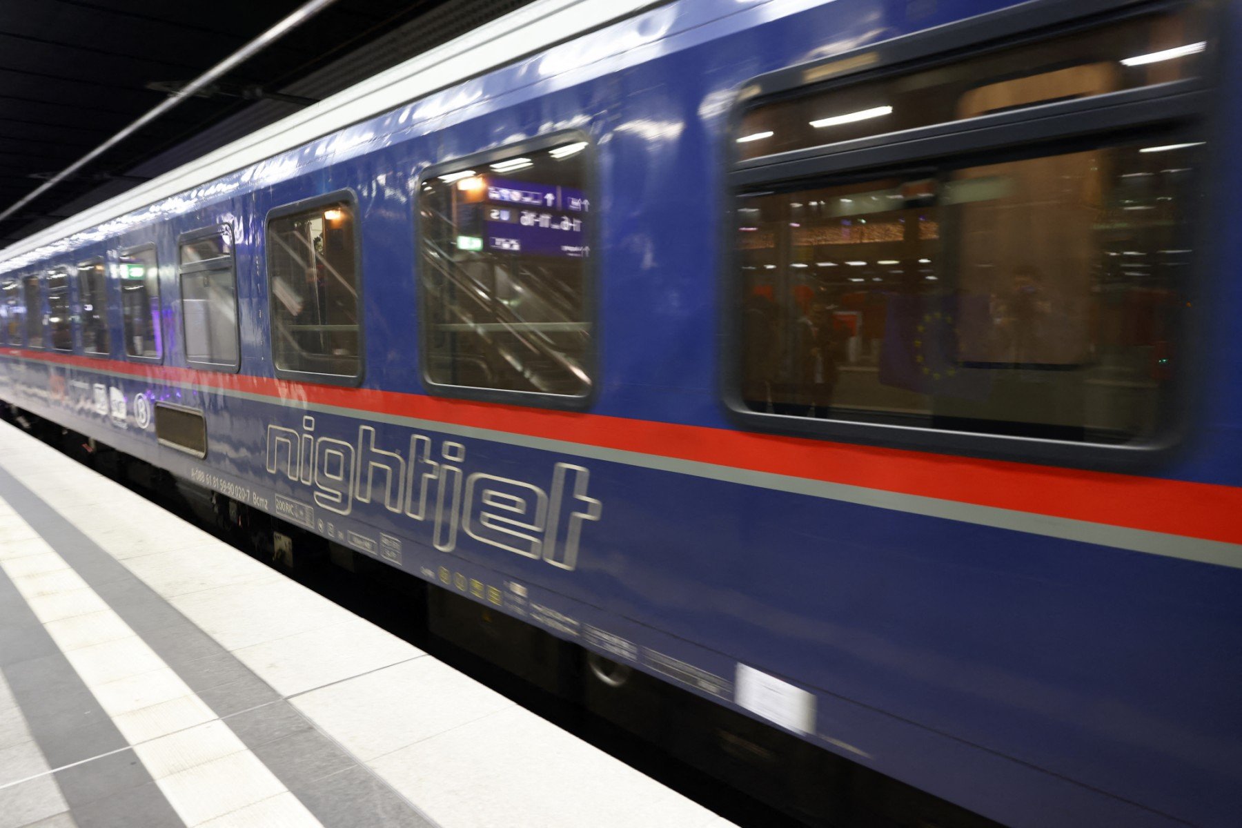 The Berlin-Paris night "train night-jet" during its launch at the main station in Berlin, on December 11, 2023. 